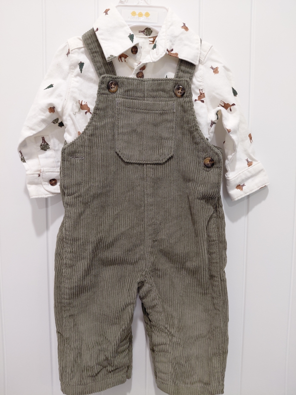 Carter's Olive Corduroy Overalls with Button Straps